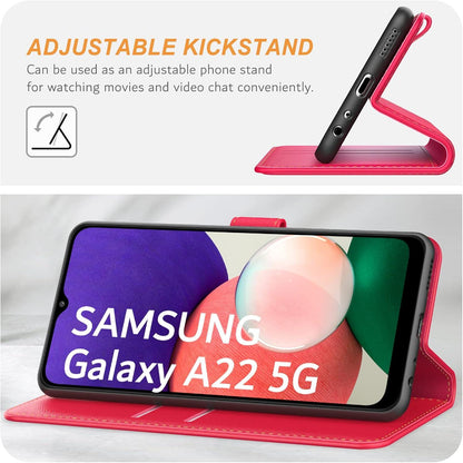Ganbary Samsung Galaxy A22 5G Handyhülle Leder Tasche Rot