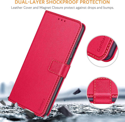 Leder Flipcase Handyhülle für Samsung Galaxy A22 5G, Rot