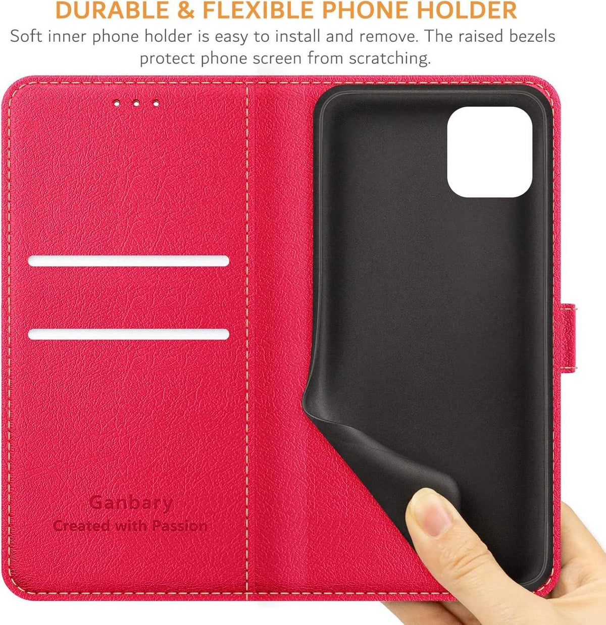 Handyhülle Samsung Galaxy A22 5G - Premium Leder Flipcase Rot