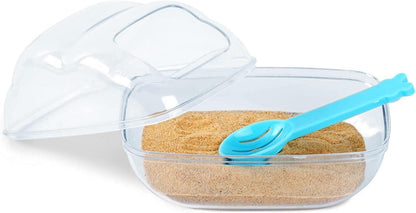 Transparentes Hamster-Sandbad mit Schaufel und Trockenbad