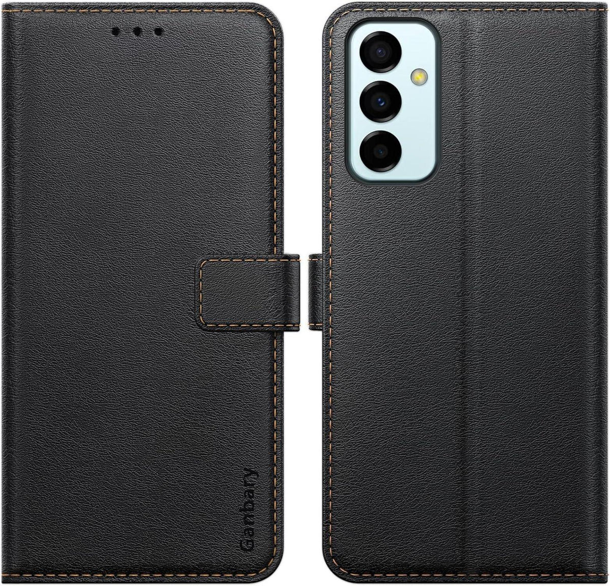 Samsung Galaxy M23 5G Handyhülle, Premium Leder Klapphülle Schwarz