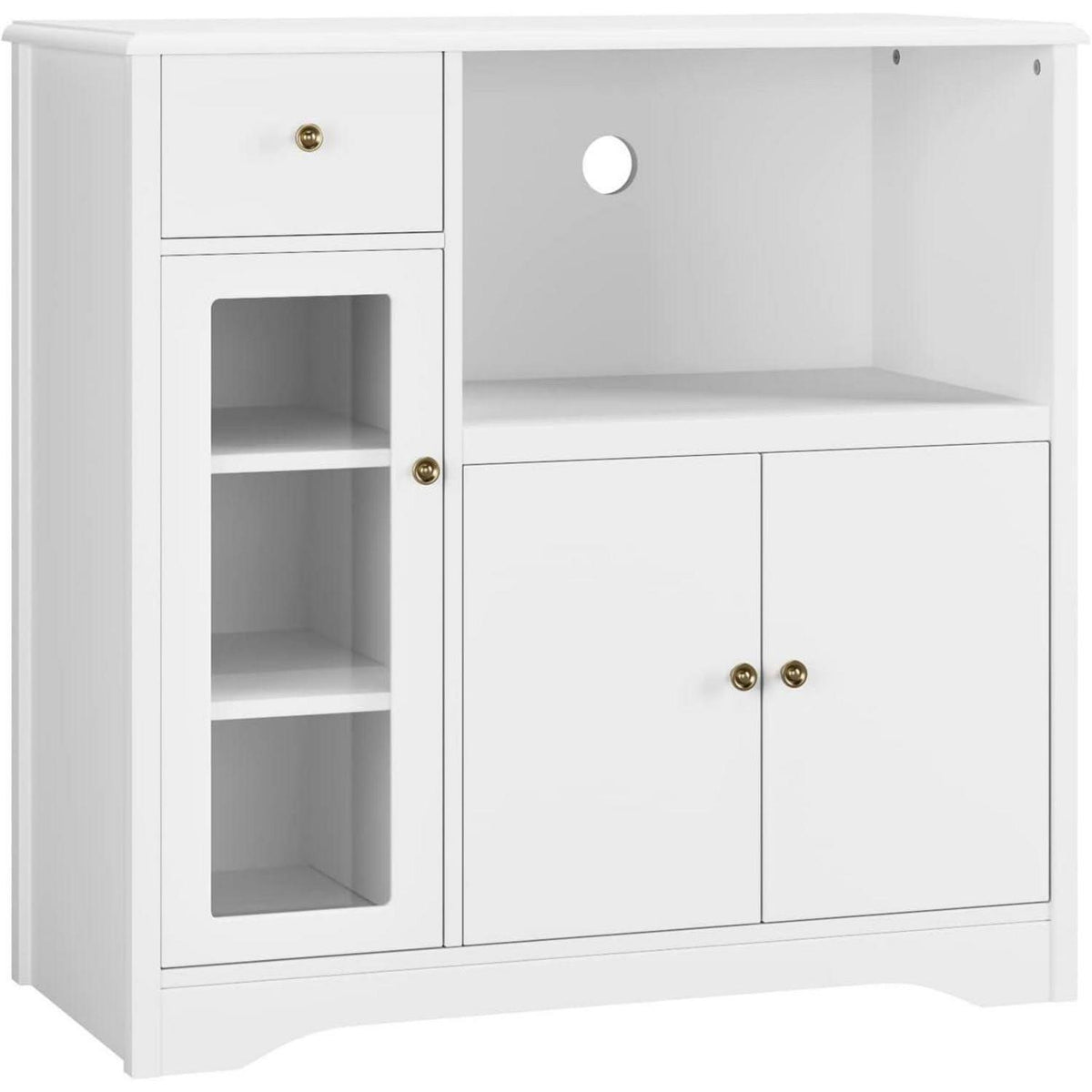 Küchenschrank Weiß mit Arbeitsplatte & Mikrowellenregal