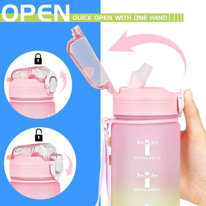 Trinkflasche 1L mit Strohhalm und