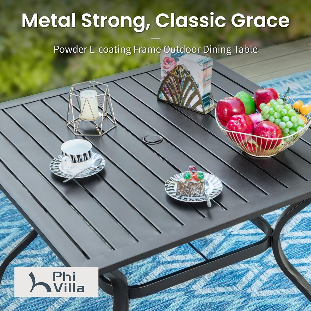 Gartenmöbel-Set 4 Stühle Tisch Metall Wetterfest Schwarz