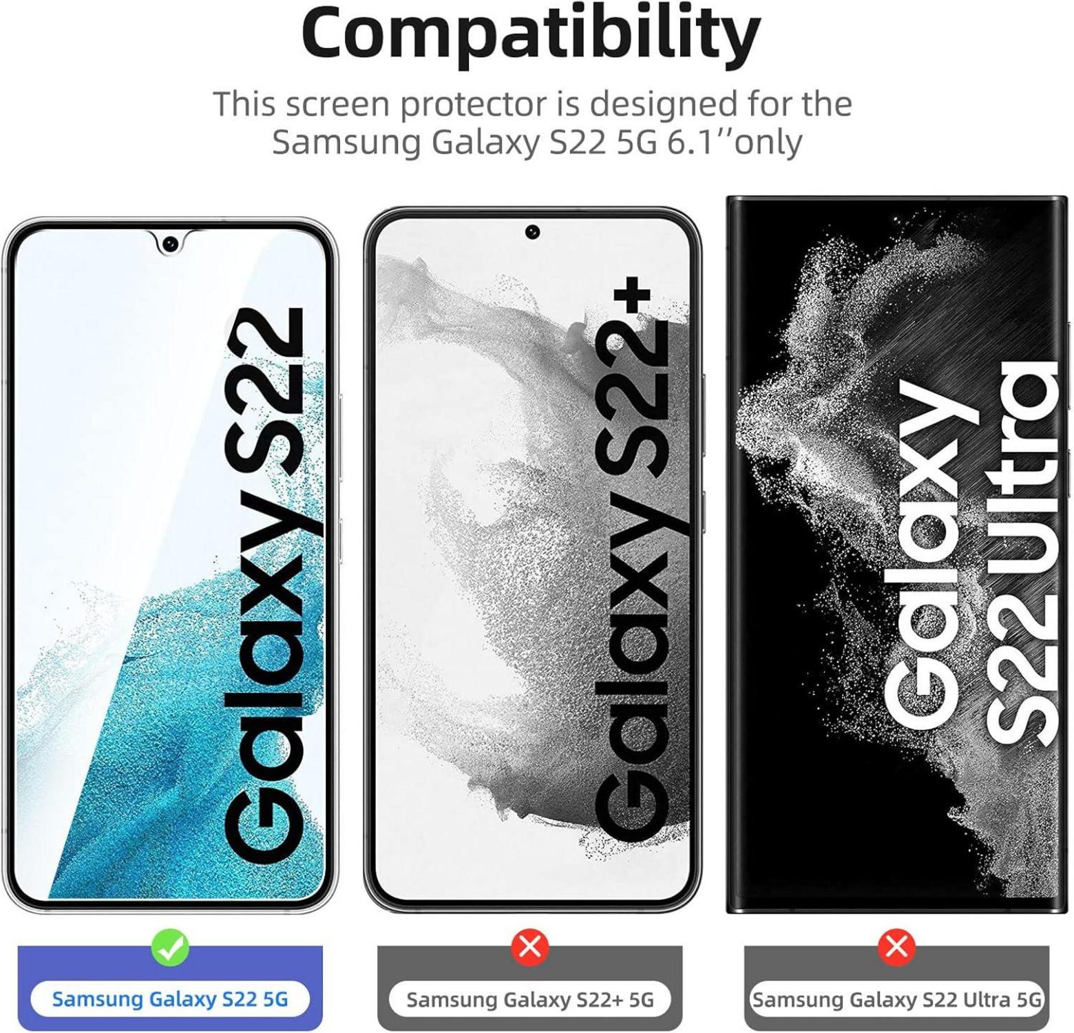 Panzer Schutz Glas Samsung Galaxy S22 5G Displayschutz 3er Pack