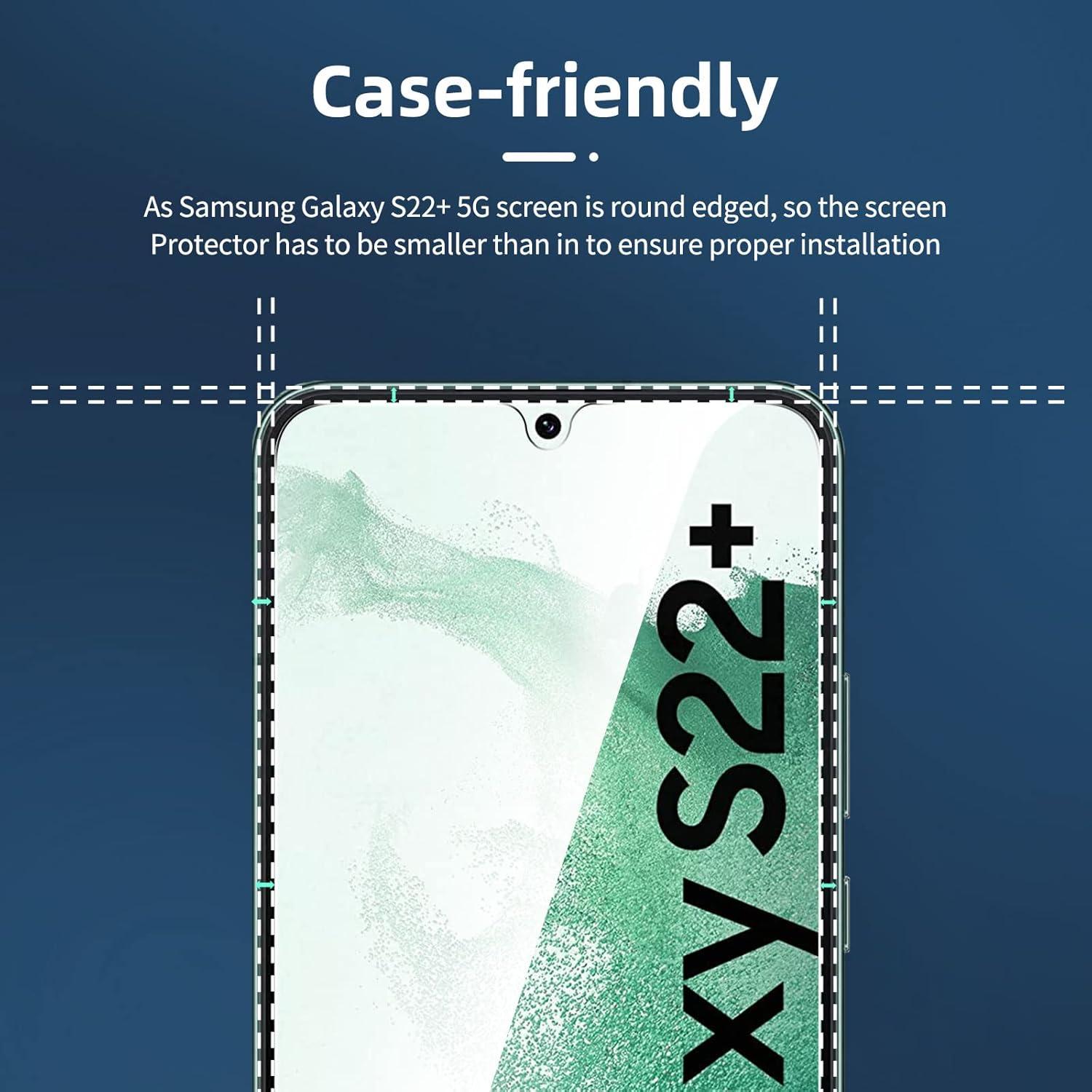 Panzer Displayschutzglas Samsung Galaxy S22+ 3er Set Schwarz