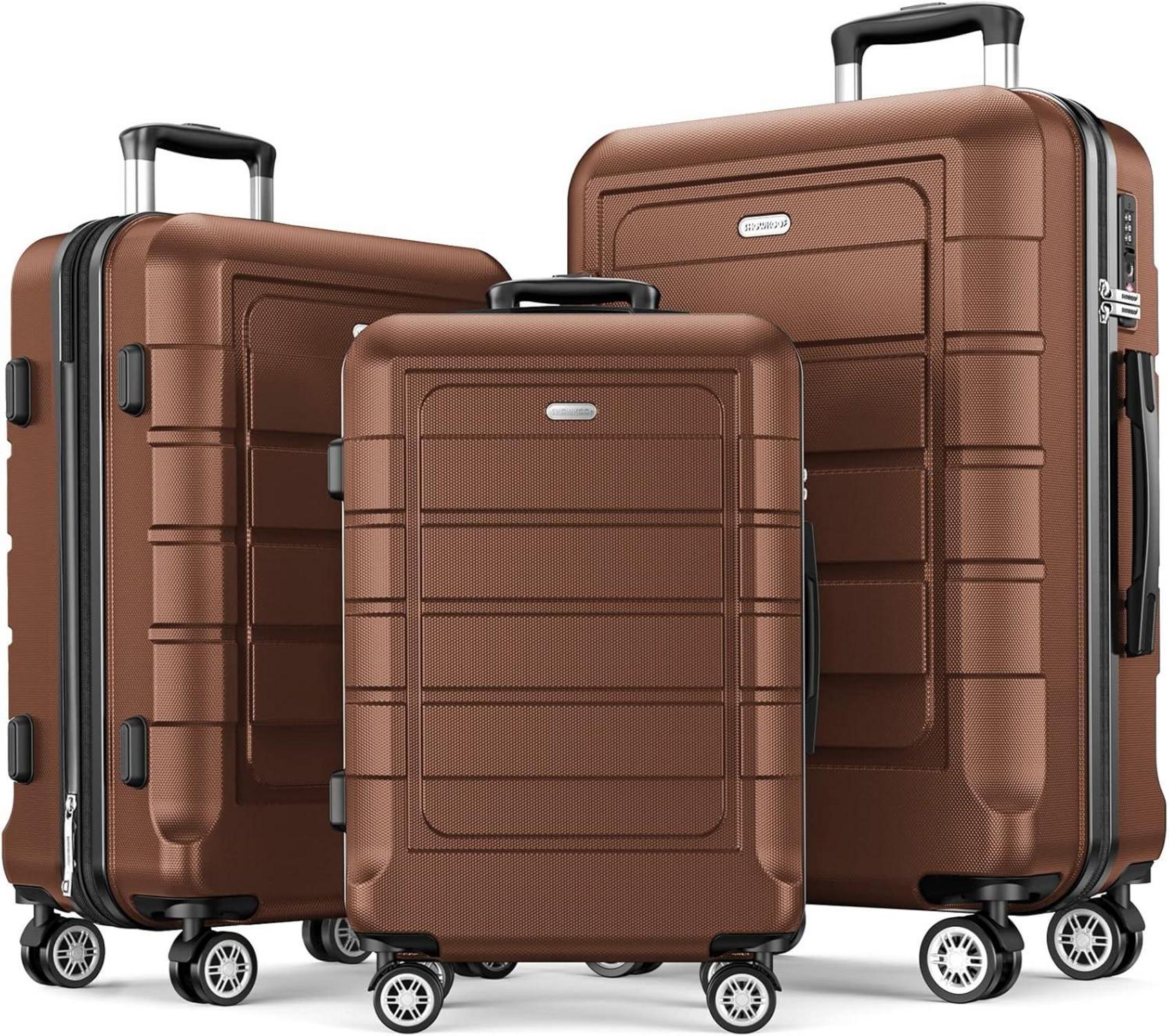 SHOWKOO 3 tlg Kofferset Hartschale Leicht Trolley Handgepäck Sets TSA
