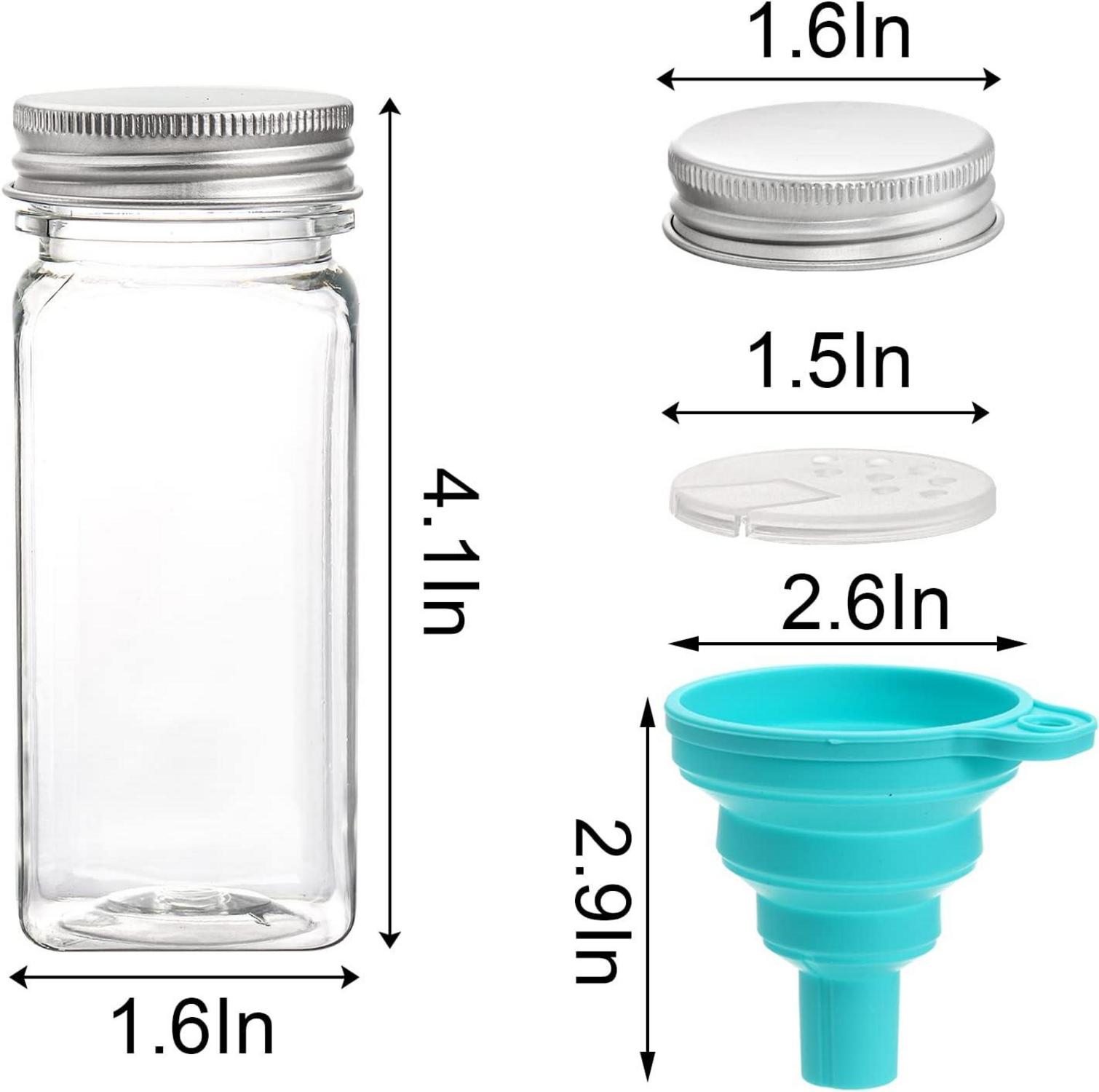 Gewürzgläser 120ml Kunststoff quadratisch 24 Stk. luftdicht Deckel-Etiketten Trichter