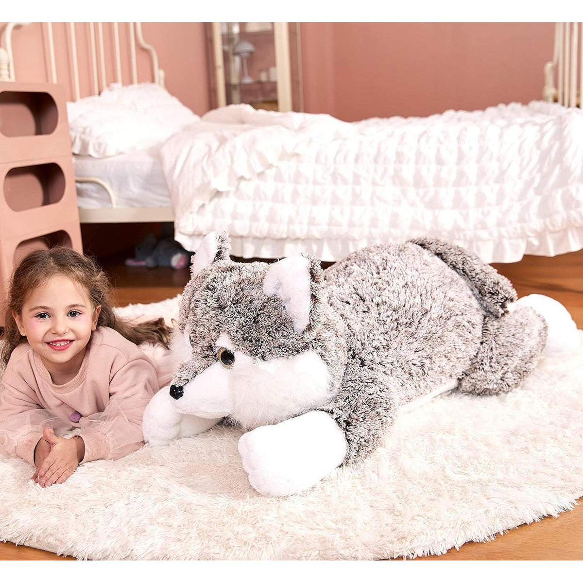 Riesiger Wolf Kuscheltier 78cm - Plüschtier Geschenk für Kinder