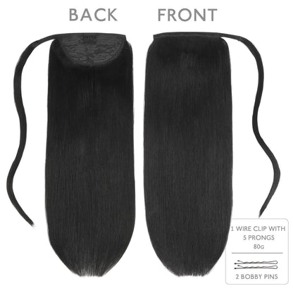 Echthaar Pferdeschwanz Extension Schwarz 50cm Volumen