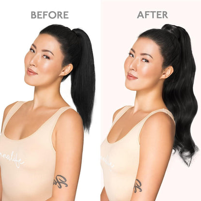 Echthaar Pferdeschwanz Extension Schwarz 50cm Volumen
