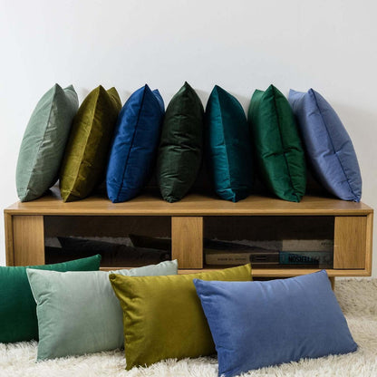 2x Samtkissenbezug 40x60 cm Salbei - Dekokissen Wohnzimmer