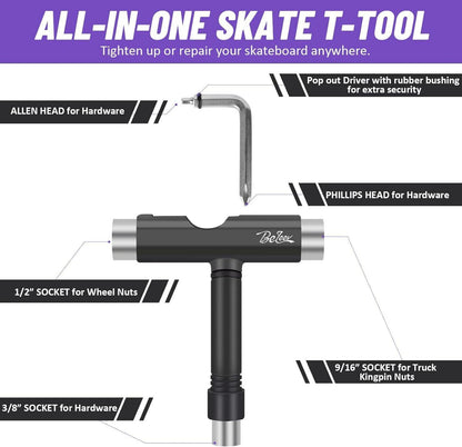 Skateboard Komplett 22 Zoll Mini Cruiser LED Leuchtrollen T-Tool