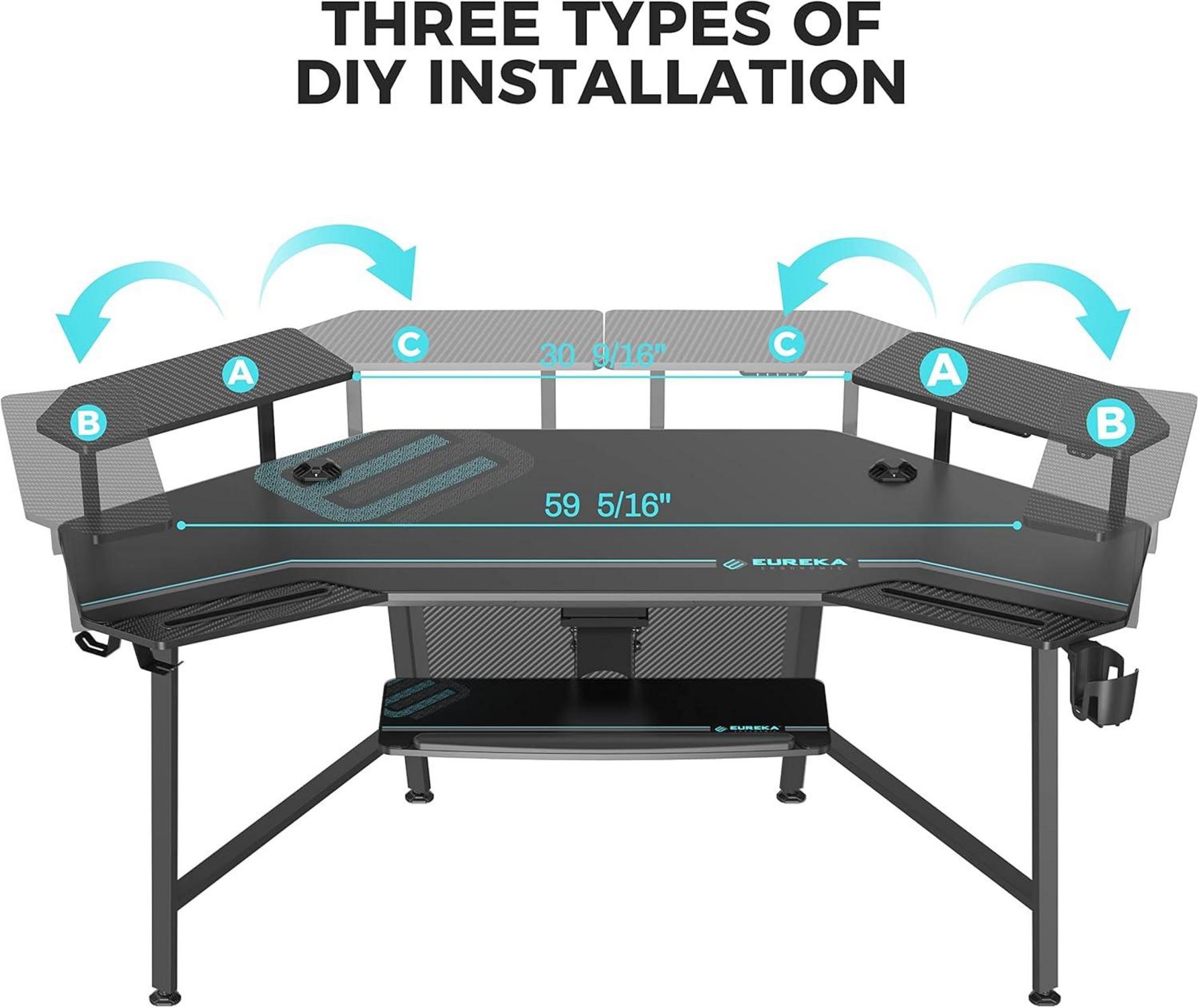 Ergonomischer Gaming Tisch LED 182x76cm mit Monitorständern