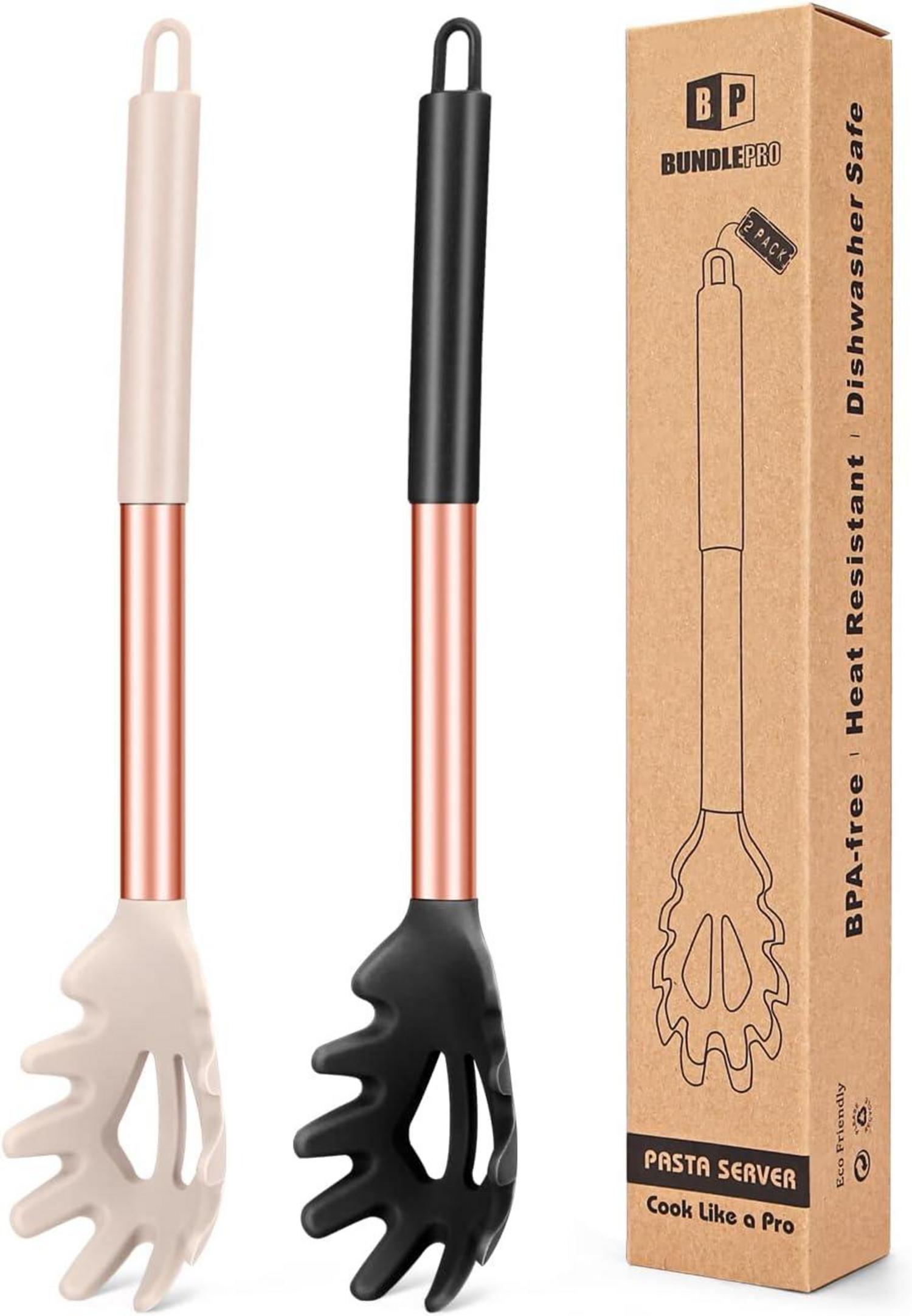 2er Set Silikon Spaghettilöffel Hitzebeständig Küchenutensilien
