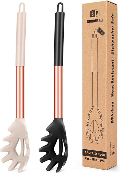 2er Set Silikon Spaghettilöffel Hitzebeständig Küchenutensilien