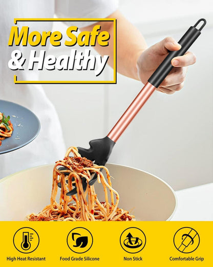 2er Set Silikon Spaghettilöffel Hitzebeständig Küchenutensilien