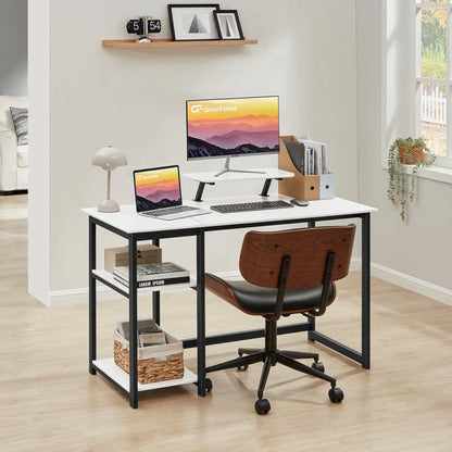 Schreibtisch Weiß mit Stauraum 100cm groß Bürotisch PC für Home Office