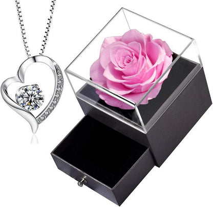 Ewige Rose Infinity Rosen mit Kette und Geschenkbox