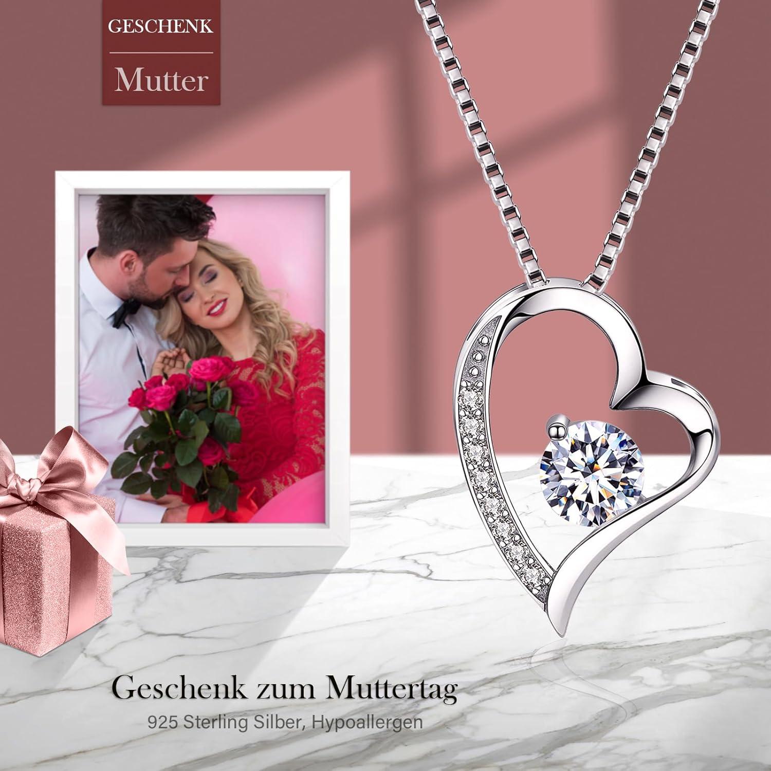 Ewige Rose Infinity Rosen mit Kette und Geschenkbox - Rosa Rose für Frauen am Muttertag, Valentinstag, Geburtstag