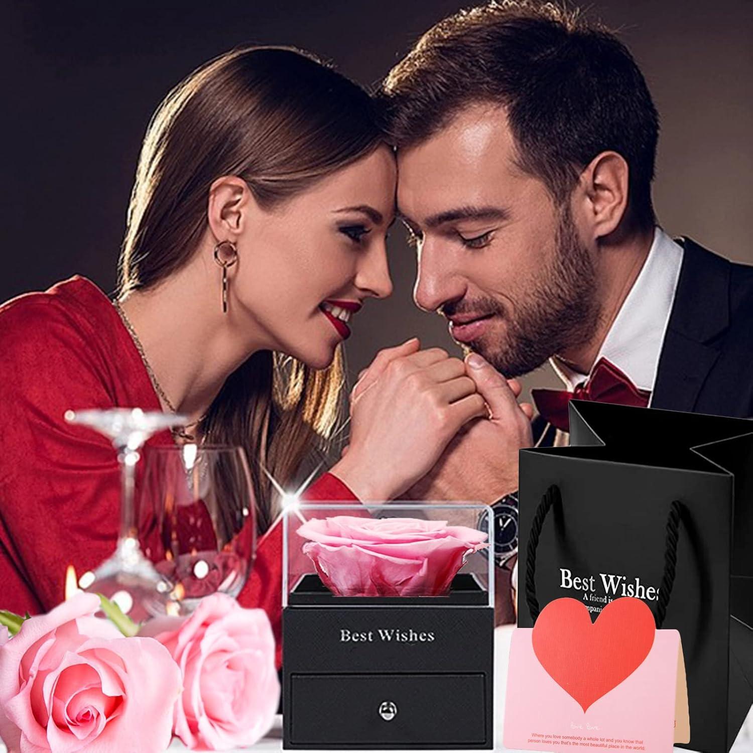 Ewige Rose Infinity Rosen Kette Schmuckbox Geschenk für Frauen Mutter Freundin