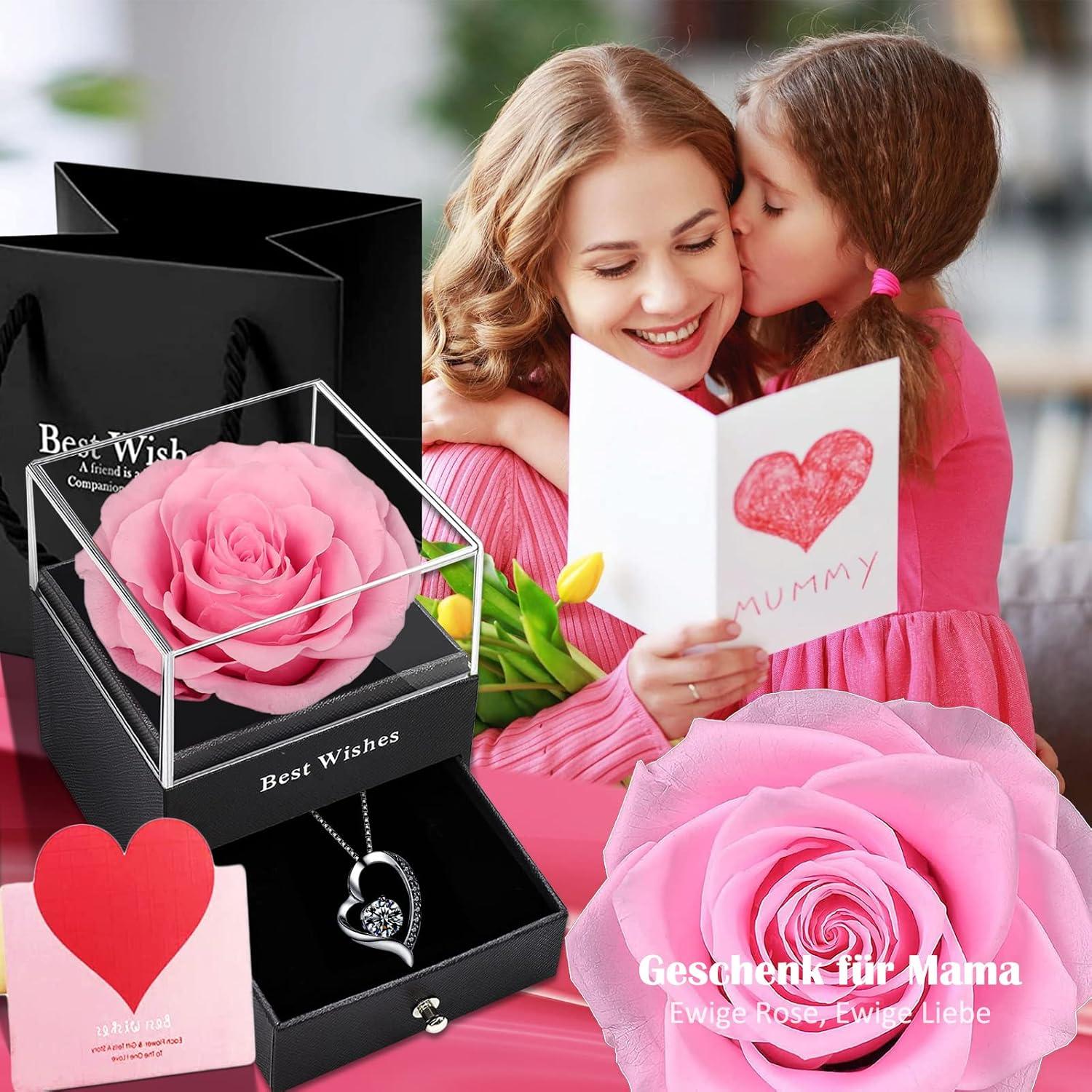 Ewige Rose Infinity Rosen Kette Schmuckbox Geschenk für Frauen Mutter Freundin