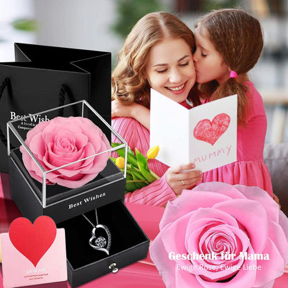 Ewige Rose Infinity Rosen Kette Schmuckbox Geschenk für Frauen Mutter Freundin