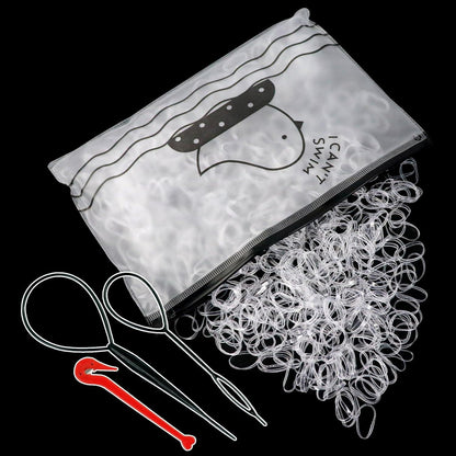 Transparente Mini Haargummis Set mit Cutter Entferner - 1000 Stk