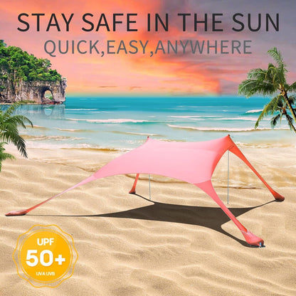 CUUPO Strandzelt Sonnenschutz LSF 50+ UV-Schutz 2 Stangen