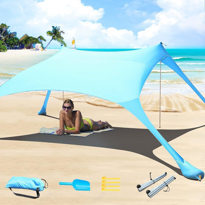 Strandzelt Pop-Up 2x2.1 m LSF 50 Lycra Sonnenschutz