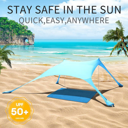 Strandzelt Pop-Up 2x2.1 m LSF 50 Lycra Sonnenschutz