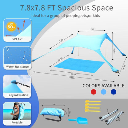 Strandzelt Pop-Up 2x2.1 m LSF 50 Lycra Sonnenschutz