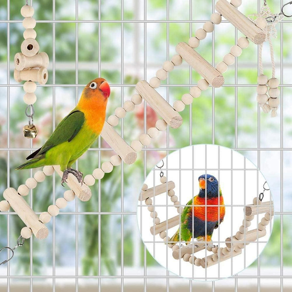 Vogelspielzeug Set für Sittiche und Papageien - 9-teilig