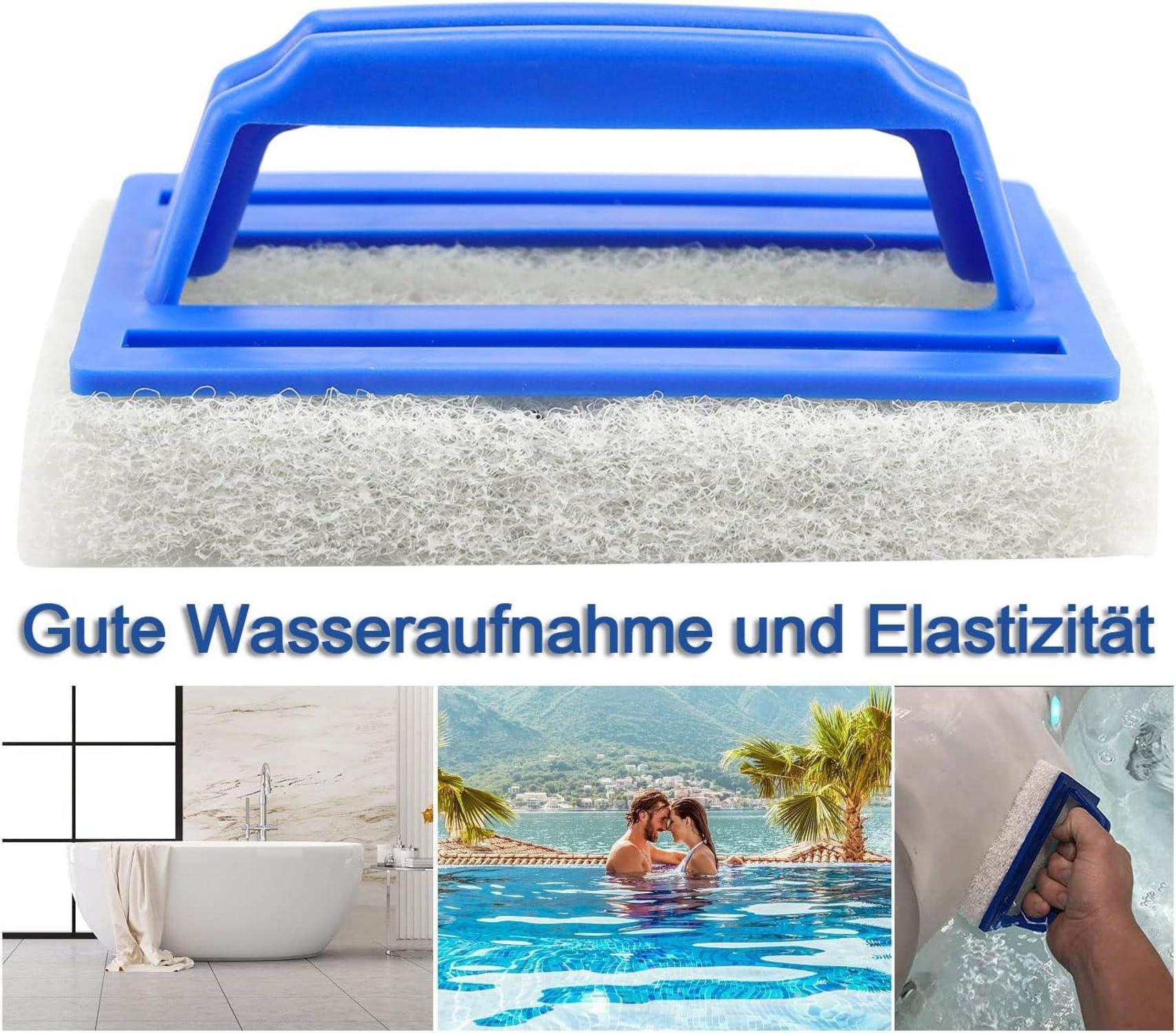 Pool Schwamm Set für effektive Poolreinigung - 2 Stück, Randreiniger, Bürsten - Blau