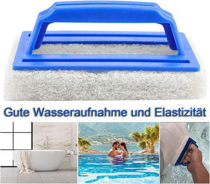 Pool Schwamm Set für effektive Poolreinigung - 2 Stück, Randreiniger, Bürsten - Blau