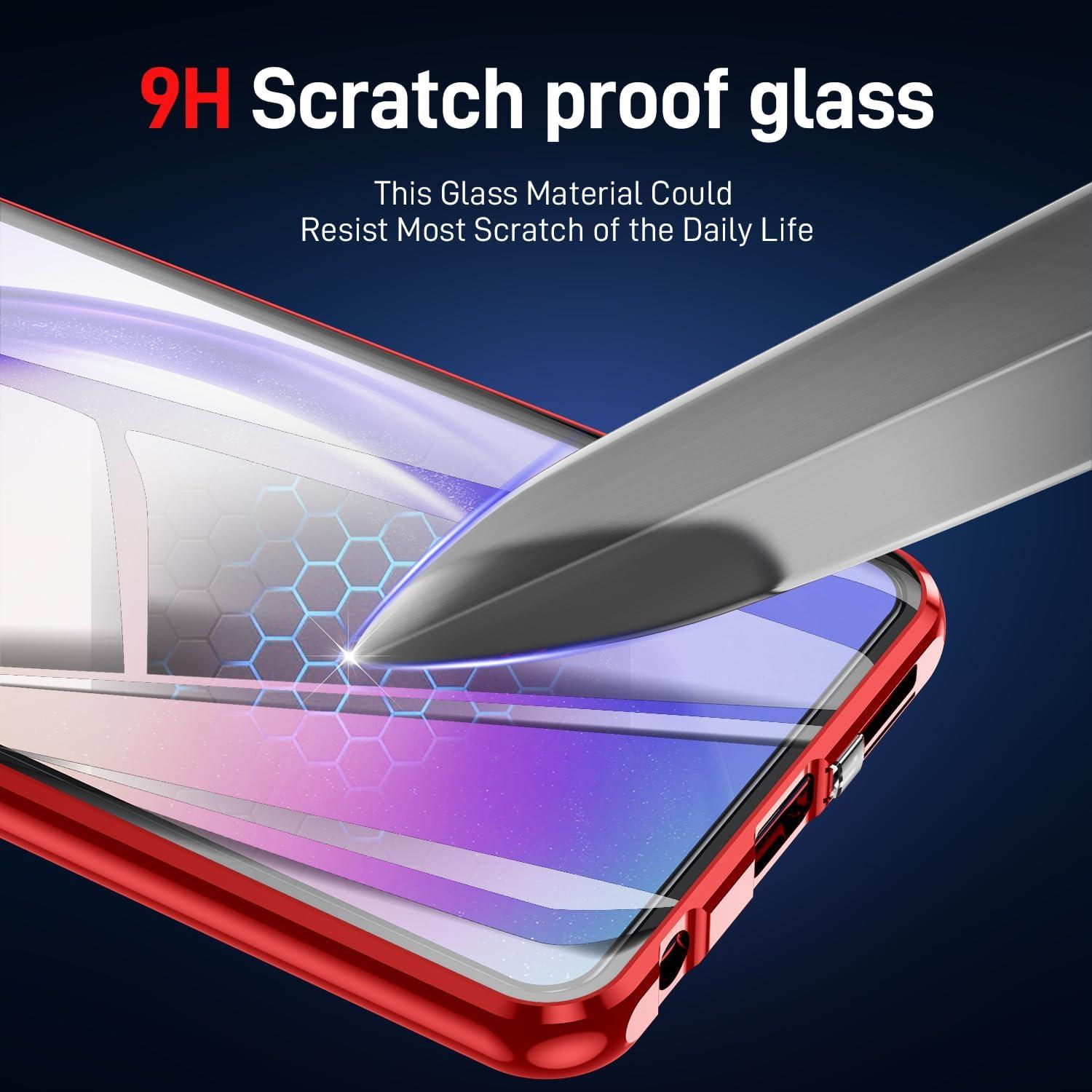 Samsung Galaxy A53 5G Hülle Magnet Adsorption Aluminium Glas Stoßfest Cover Rot