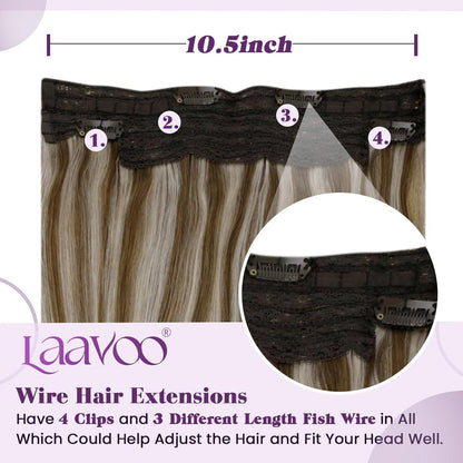 Echthaar Draht Extensions Blond Goldbraun 40cm