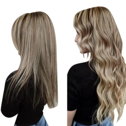 Echthaar Draht Extensions Blond Goldbraun 40cm