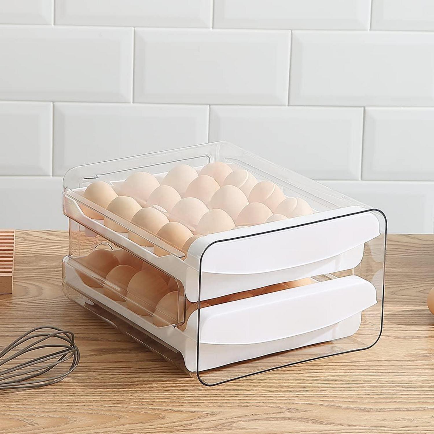 Eierbehälter 40 Gitter 2 Schichten Aufbewahrungsbox für Frische Eier Transparent