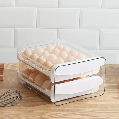 Eierbehälter 40 Gitter 2 Schichten Aufbewahrungsbox für Frische Eier Transparent