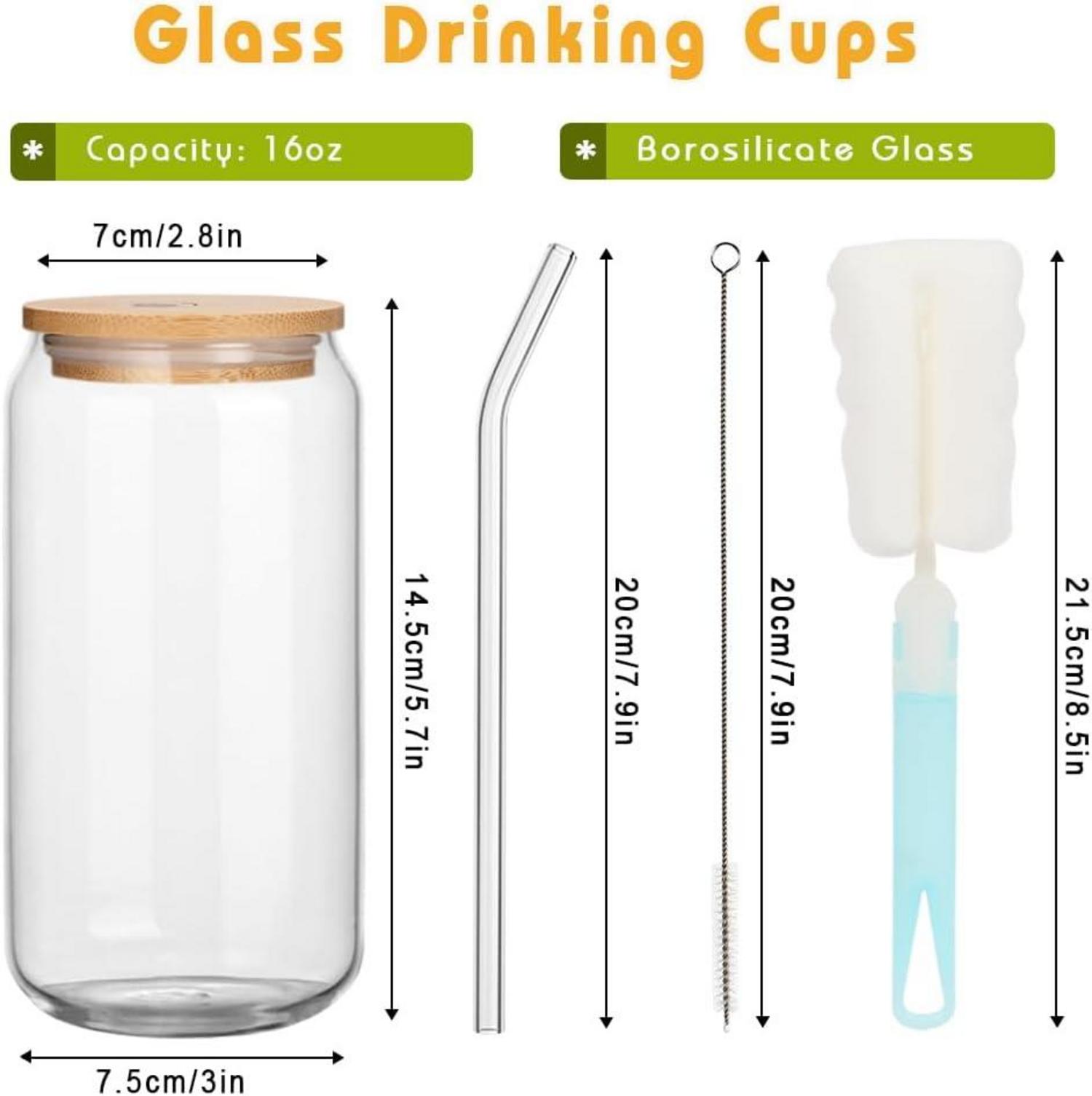 Cocktailgläser Set 16oz Trinkgläser Dosenform mit Deckel Strohhalm 6er Pack