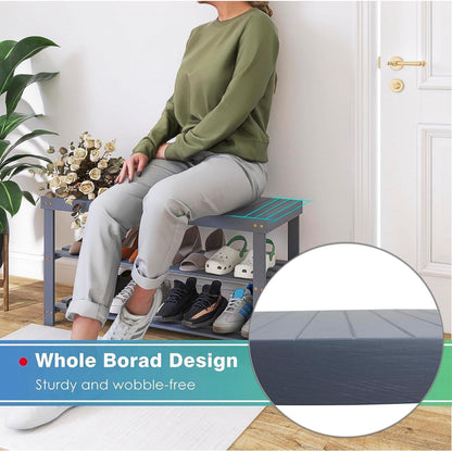Schuhbank Schuhregal Bambus Sitzbank Schuhschrank Diele