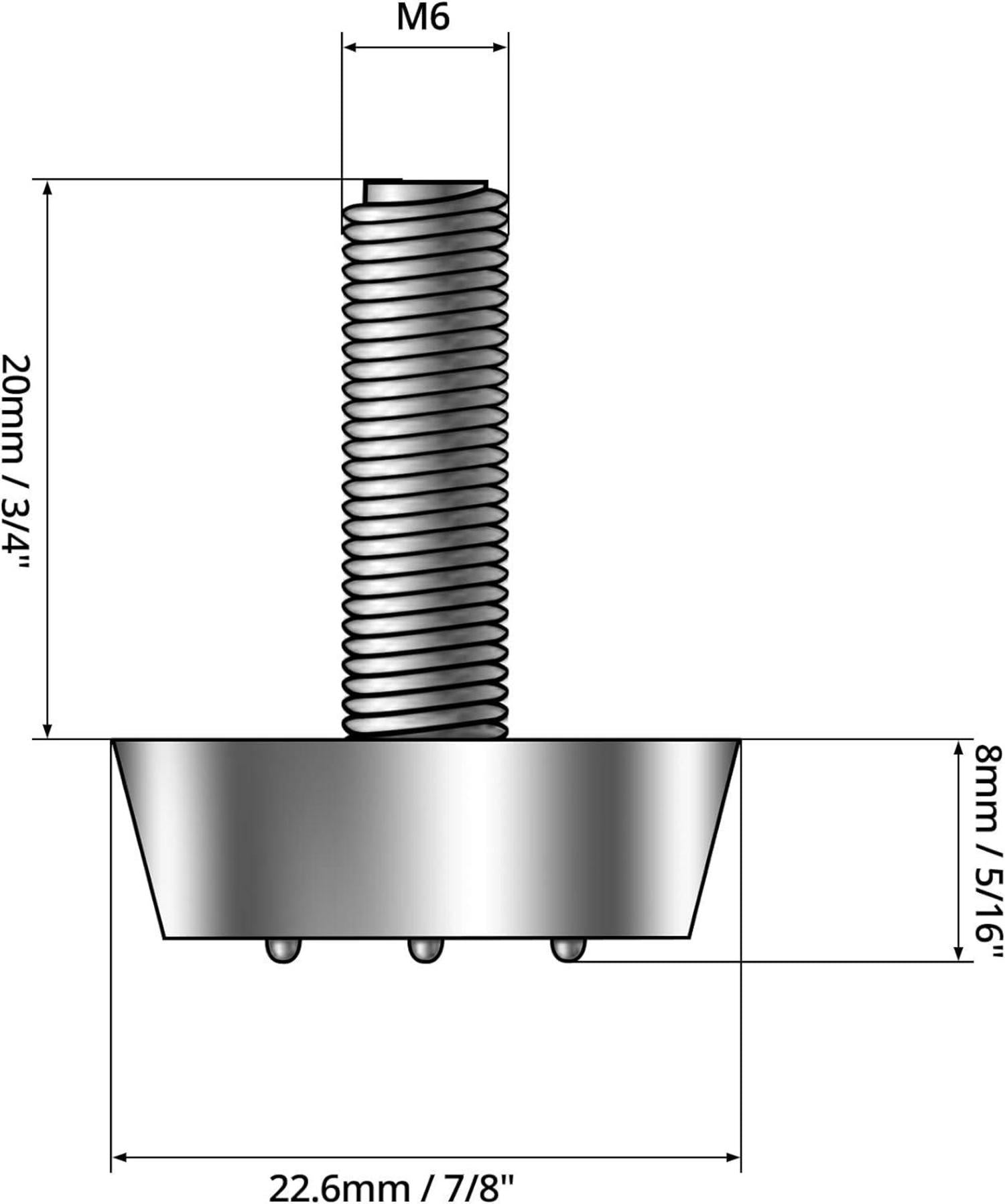Verstellbare Möbelfüße Stellfüße M6x20mm 20 Stück Schwarz