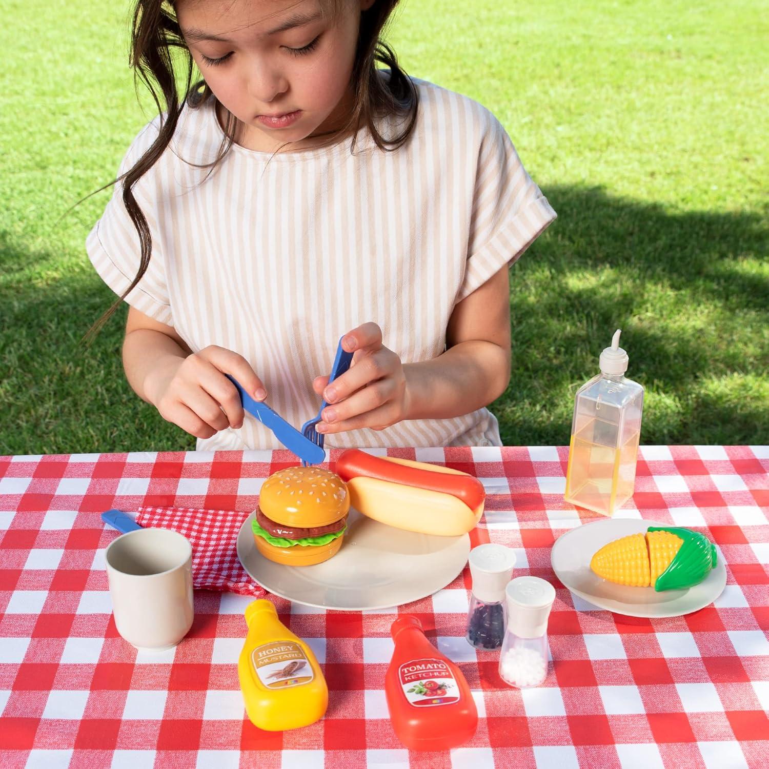 Kinder BBQ Grill Spielset 27-teilig inkl. Zubehör für Grillparty