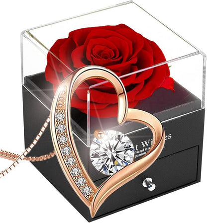 Ewige Rose Geschenkbox mit konservierter echter Rose & 925 Silber