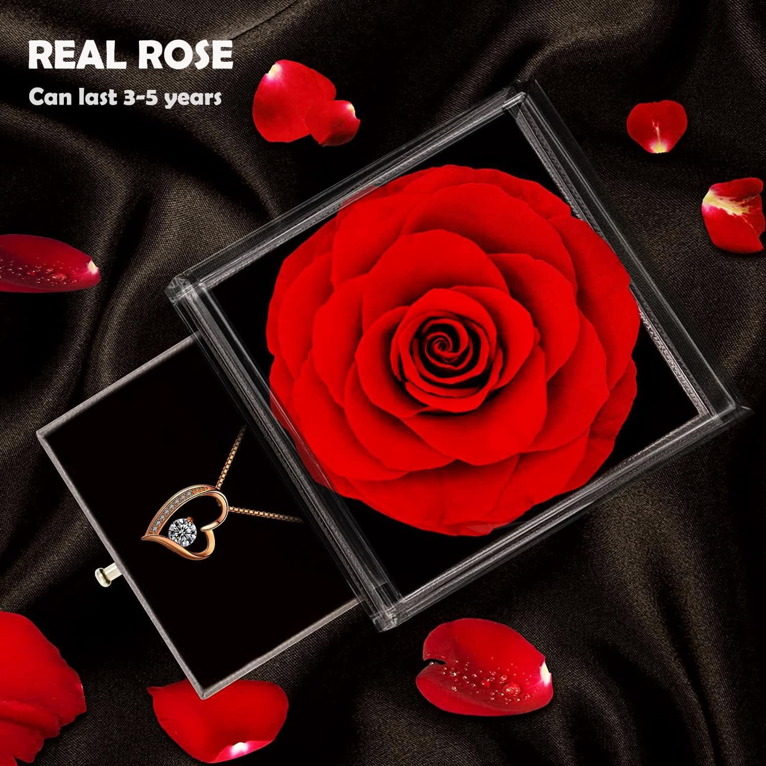 Ewige Rose Geschenkbox mit Halskette - Konservierte Forever