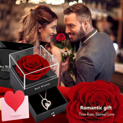 Ewige Rose Geschenkbox mit konservierter echter Rose & 925 Silber