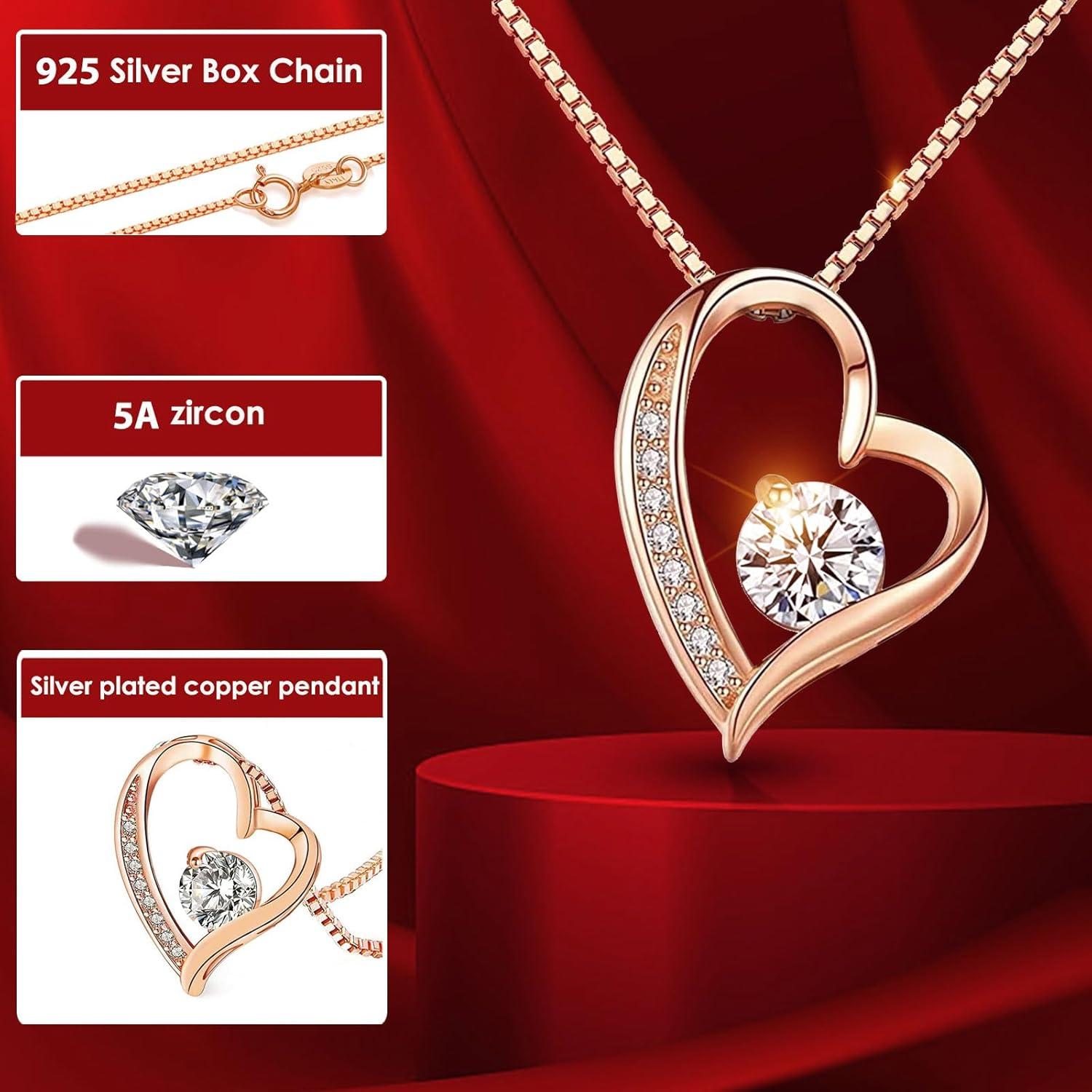 Ewige Rose Geschenkbox konservierte Rose Halskette 925 Sterling Silber Herzkette