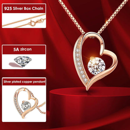 Ewige Rose Geschenkbox konservierte Rose Halskette 925 Sterling Silber Herzkette