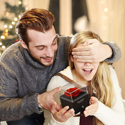 Ewige Rose Geschenkbox konservierte Rose Silber Herzkette